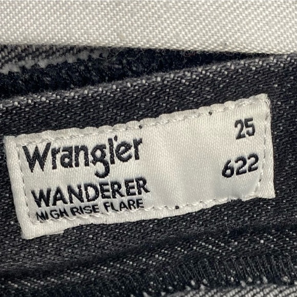 Anthropologie Wrangler Wanderer High Rise Flare Black Gray Jeans size 25 - Picture 7 of 12